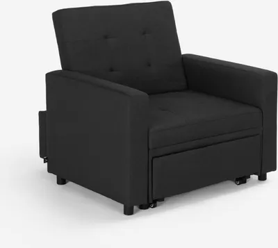 Produktbild von Platzsparendes modernes Design Einzelsessel Bett mit Armlehnen Brooke - Schwarz