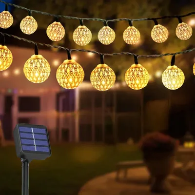Solarlichterkette 7 m, 50 LEDs, 8 Modi, IP65, für Außenbereich