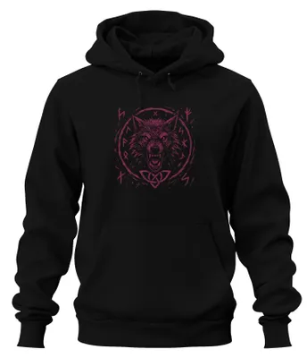 Obrázek produktu pro Viking Wolf Runes Grunge Nordic Celtic Knot Pattern Viking Uni mikina s kapucí, černá, S