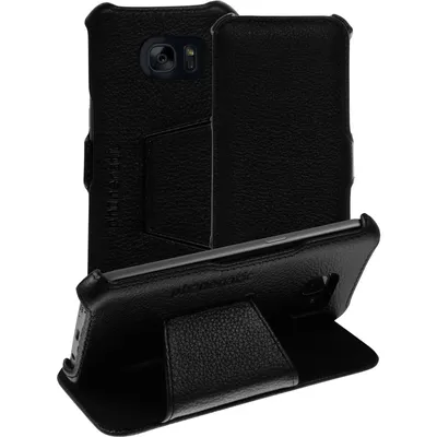 Produktbild von PhoneNatic Echt-Lederhülle kompatibel mit Samsung Galaxy S7 - Leder-Case schwarz + Glasfolie