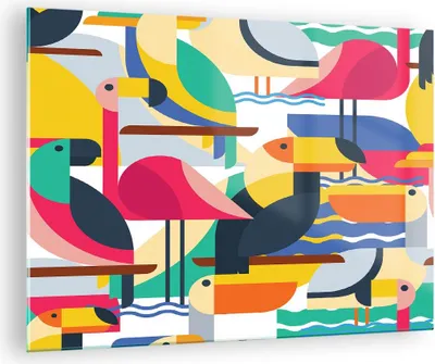 Produktbild von Bilder auf glas - Vogel Abstraktion - 70x50cm - Glasbilder - Wandbilder - Kunstdruck - zum Aufhängen bereit - Wanddekoration aus Glas - Glas Bilder - Wandbild auf Glas - Einteilig - GAA70x50-3747