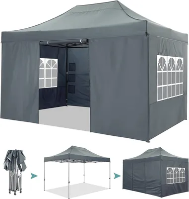 Produktbild von Faltpavillon Pavillon 3x4,5m, Festzelt Gartenpavillon für Garten Terrasse Feier Party, wasserdicht stabil Winterfest & UV-Schutz mit 4 Seitenteilen , 12 Heringe & 4 Seile & 1 Tragetasche, Weiß