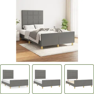 Produktbild von The Living Store Bettgestell mit Kopfteil Dunkelgrau 120x200 cm Stoff