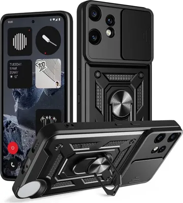 Immagine prodotto di Custodia protettiva ibrida con anello per fotocamera a scorrimento Nothing CMF Phone 2 Pro, nera