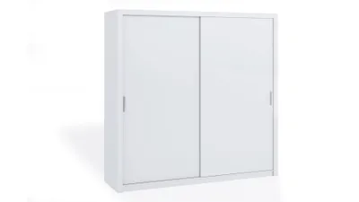 Produktbild von FurMeb24 Schiebetrenschrank BONO 220 cm Kleiderschrank Ohne Spiegel, 2-triger Schiebeschrank (Weiss / Weiss)