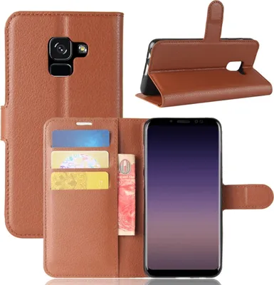 Produktbild von Mobigear Classic  Samsung Galaxy A8 (2018) Hülle Klapphülle Geldbörse - Cognac