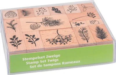 Produktbild von HEYDA Motivstempel-Set "Zweige" in Klarsicht-Box 16 Stempel