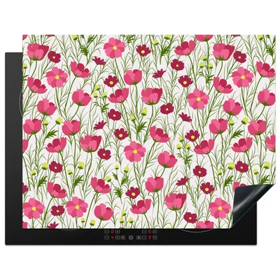 Produktbild von KitchenYeah© Herdabdeckplatte Blumen - Gras - Mohn , 77x59cm, Küche Deko, Glaskeramikkochfeld Herdabdeckung, Abdeckplatte fùr Kochfeld