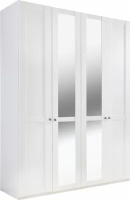 Produktbild von Kleiderschrank Newport Drehtürenschrank 4-türig 180x58x208cm weiß Spiegel