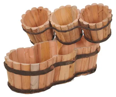 Immagine prodotto di Set di 2 Tris di Vasi in Legno Larghezza37 cm