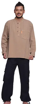 Produktbild von Hemd "Anapurna" - Freizeithemd aus Baumwolle - Fischerhemd mit geradem Schnitt - : Sand XL Farbe: Sand Größe: XL