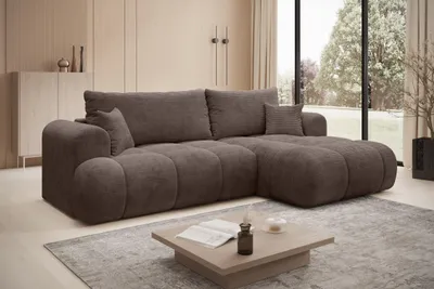 Produktbild von Ecksofa TREVIO Rechts in Braun Stoff POSO 260 × 93 x 165 cm – Modernes Designsofa mit Ottomane