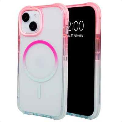Produktbild von Selencia Gradient Schutzhülle mit MagSafe für das Apple iPhone 15 - Rosa / Blau