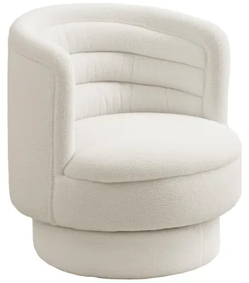 Image de Fauteuil rembourré pivotant HOMCOM, fauteuil lounge avec structure en bois d'hévéa, blanc crème