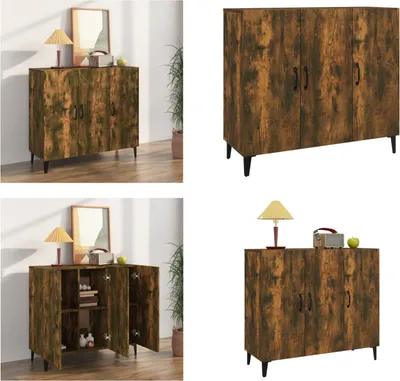 Produktbild von vidaXL Sideboard Räuchereiche 90x34x80 cm Holzwerkstoff - Sideboard - Sideboards - Schrank - Lagerschrank