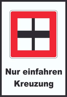 Produktbild von Nur einfahren in die Haupt­wasser­straße Kreuzung wenn niemand behindert wird Schild mit Symbol und Text A3 (297x420mm)