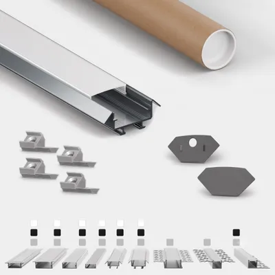 Produktbild von LED-Eckprofil ER4520 2 m Silber für LED-Streifen bis 18 mm inkl. milchiger Abdeckung