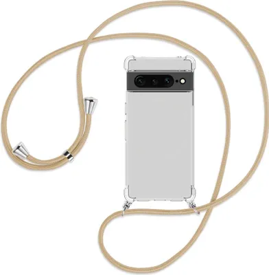 Produktbild von Handykette Backcover-Schutzhülle mit Band (Metall silberfarben) für Google Pixel 7 Pro - caramel