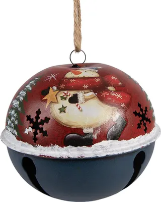 Produktbild von Clayre & Eef Weihnachtsanhänger Klingel Ø 18x20 cm Rot Metall