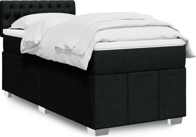 Produktbild von Schlichtes Boxspringbett mit Matratze - Schwarz 100x200 cm Stoff Design Klassische Betten 4812589