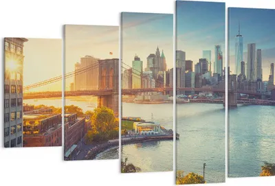 Produktbild von Bild auf Leinwand - Leinwandbild - New York Brücke - 150x100cm - Wand Bild - Wanddeko - Wandbilder - Leinwanddruck - Bilder - Kunstdruck - Wanddekoration - Leinwand bilder - Wandkunst - EG150x100-4047