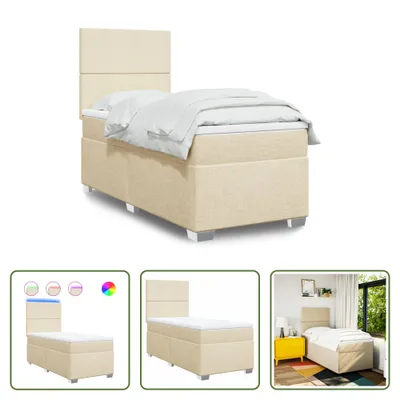 Produktbild von The Living Store Boxspringbett mit Matratze Creme 90x190 cm Stoff