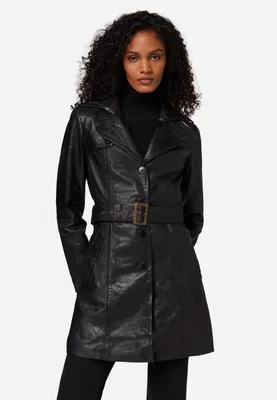 Produktbild von Damen Ledermantel Trenchcoat Ricano KATE – Schwarz / S
