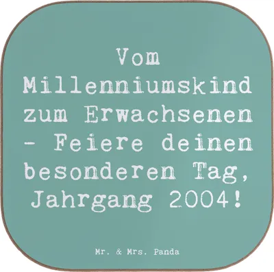 Produktbild von Mr. & Mrs. Panda Tischschoner Spruch 2004 Geburtstag - Meeresbrise - Geschenk, Getränkeuntersetzer, Coaster, Feiern, Geburtstagsgeschenk, Geburtstagskind, Glückwunsch