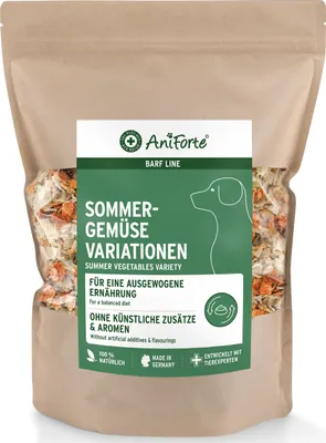 Produktbild von AniForte Sommergemüse Variationen Hund 1kg - 100% Natur Hundeflocken, Gemüseflocken Hunde getreidefrei & glutenfrei, Barf Zusatz, Flockenfutter