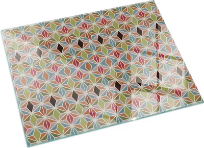 Produktbild von Polygonale Gittermuster – Glasbodenplatte für – Kaminofen – Kaminplatte Glas – Schutzglas – Funkenschutzplatte –Glasbodenplatte Feuerfeste – Hitzeschutzplatte – Bodenschutz aus Glas – 60x40 cm