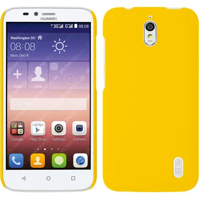 Produktbild von PhoneNatic Case kompatibel mit Huawei Y625 - Hülle gelb gummiert Hard-case + 2 Schutzfolien