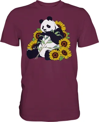 Produktbild von Panda Sonnenblumen T-Shirt Garten Motiv Gärtner Geschenk – Burgundy / L