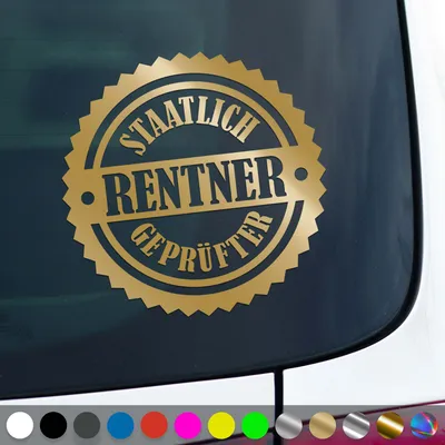 Produktbild von PantherPixel Rentner Aufkleber Senioren Rentnern Ruhestand Sticker Auto Geschenkidee Farbe Gold