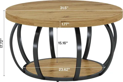 Produktbild von Tribesigns Runde Couchtisch, Industrial 2-Tier-Kreis Couchtisch mit Lagerung Regale, 80 cm Moderne hölzerne Akzent Mitte Tisch Wohnzimmer