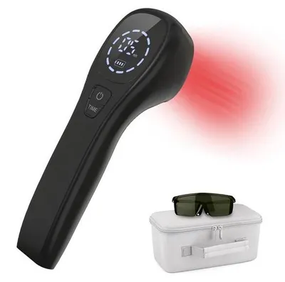 Obrázok produktu pre Prístroj na laserovú terapiu na zmiernenie bolesti – Prenosné laserové zariadenie – 2 x 808 nm a 12 x 650 nm laserové diódy – Vhodné pri artritíde a epikondylitíde (tenisový lakť). – Integrovaná batéria s kapacitou 2600 mAh
