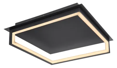Produktbild von Globo Lighting Deckenleuchte Metall schwarz, Acryl opal, weiß, LxBxH: 440x440x115mm, inkl. LED 30W 230V, 3000lm Source, 500lm Output, 4000K