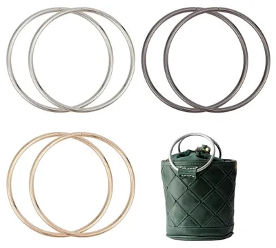Image de Poignées métalliques rondes - Lot de 6 pièces - Poignées de remplacement pour sacs à main et portefeuilles - 3 couleurs - Diamètre : 9,9 cm