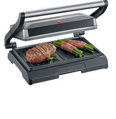 Produktbild von Severin KG 2394, Schwarz, Grau, Metallisch, Edelstahl, Rechteckig, Rost, 230 x 145 mm, Scharnier