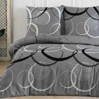 Produktbild von MShometex Bettwäsche 140x200 cm aus 100 % Baumwolle mit 1x Kissenbezug 70x90 cm – Renforcé-Qualität mit Reißverschluss – Modell WAVE SCHWARZ
