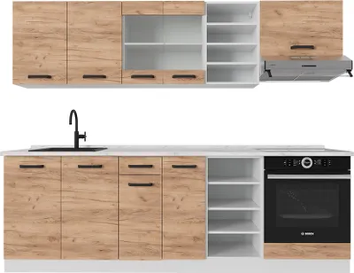 Produktbild von Küchenzeile Vicco R-Line Goldkraft Eiche/Weiß 240 cm ohne Arbeitsplatte, Model 52237