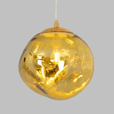 Immagine prodotto di Lampada a sospensione di design moderno con paralume irregolare in vetro metallizzato color oro Attacco E27 "Melti" D280mm