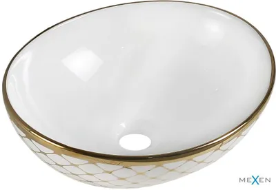 Image de Elza lavabo pour plan de travail 40 x 33 cm, décor blanc/or (21014009)