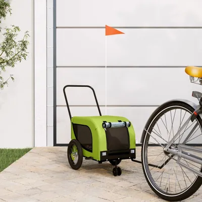 Produktbild von vidaXL Príves na bicykel Psy Zelená a čierna Oxford tkanina a žehlička