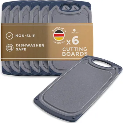 Produktbild von Schneidebrett Set 6 Stück, spülmaschinenfest, mit Saftrille und Griff, für Küche
