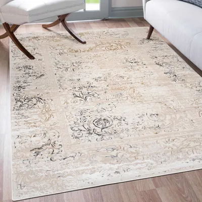 Produktbild von Mazovia Teppich Beige Modern Vintage - Wohnzimmer, Schlafzimmer, Esszimmer, Büro, Kurzflor Rechteckig - ® Zertifikat, Braun - 120 x 170 cm