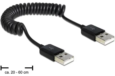 Image de Delock 83239 USB Kabel Delock A -> A St/St 0.20m-0.60m Spiral sw