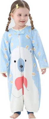 Produktbild von Dětský spací pytel dlouhý rukáv s nohama Zimní přikrývka přenosná deka 1-6 let Polar Bear M
