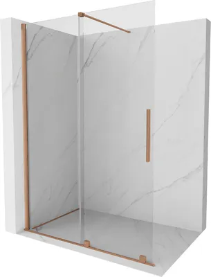 Zdjęcie produktu dla Mexen Velar ścianka prysznicowa rozsuwana Walk-in 140 x 200 cm, transparent 8 mm, miedź szczotkowana - 871-140-000-03-65