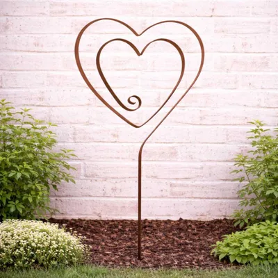 Produktbild von AltoBelli Gartenstecker AMORE Gartenstab HERZ Metall Echt Rost 80 cm