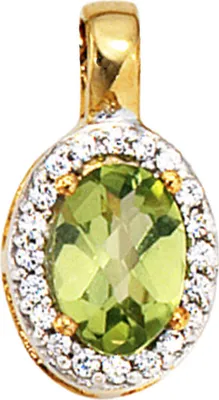 Produktbild von Anhänger Peridot grün & 20 Diamanten Brillanten 585 Gold Gelbgold Damen